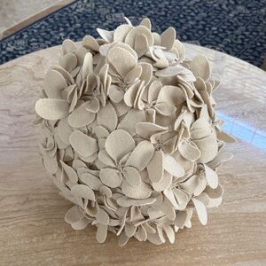 Global Views Komaki Round Cream Floral Sphere Pillow